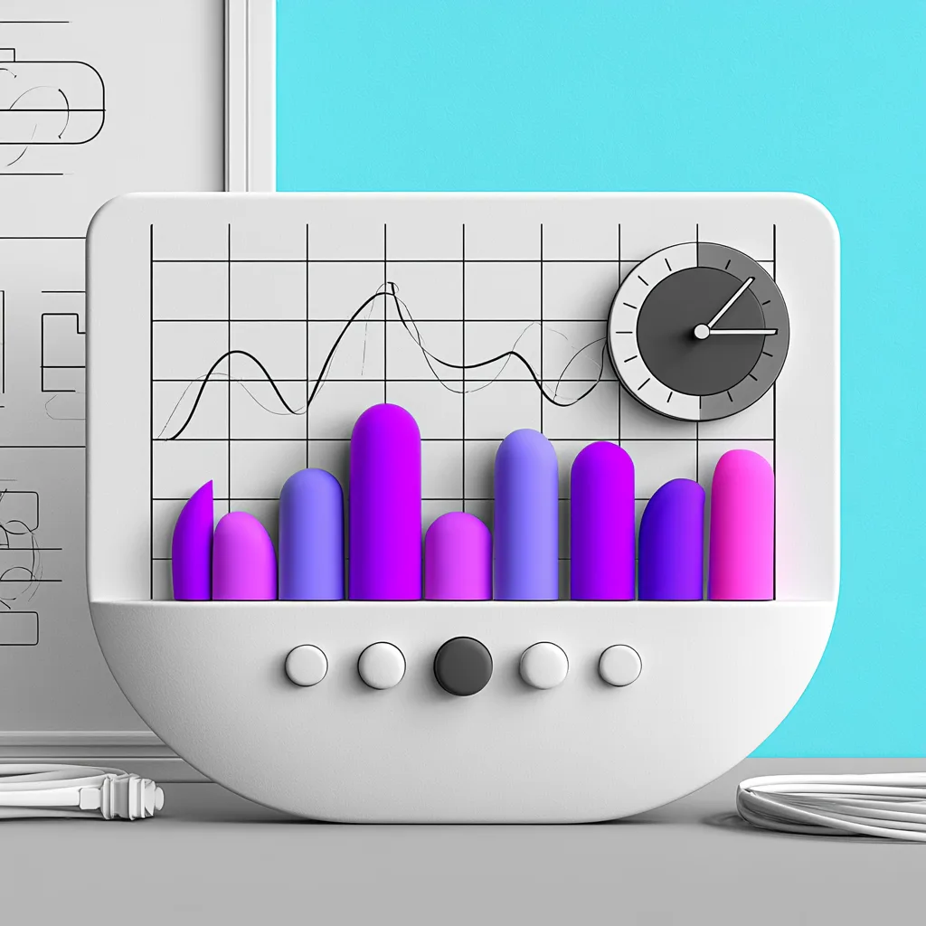 A desktop status panel: a plotted trend line above a row of coloured bars